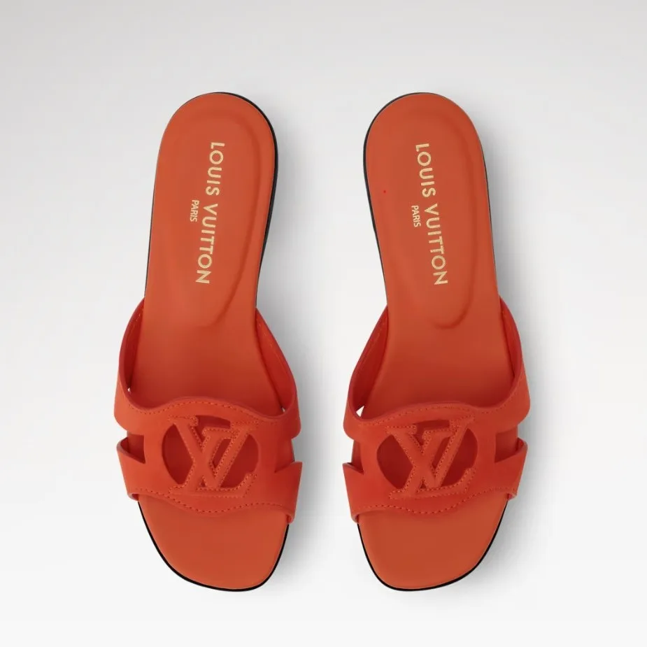 Louis Vuitton LV Isola Flat Mules Orange Suede 1AK4OW - Image 4