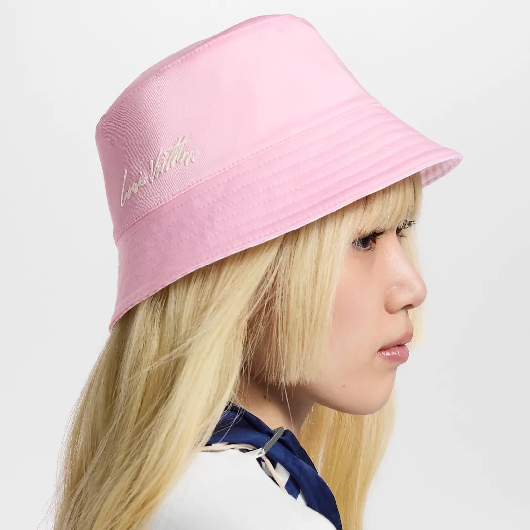 Louis Vuitton LV League Striped Bucket Hat Pink - Image 3