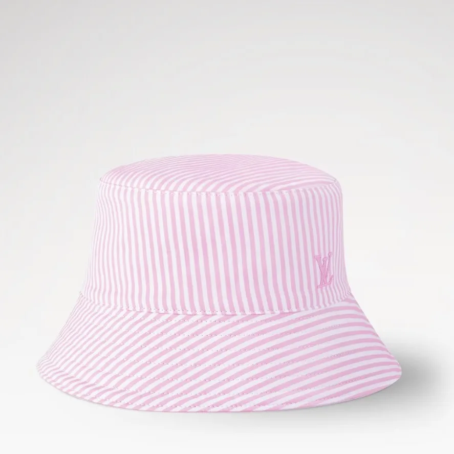 Louis Vuitton LV League Striped Bucket Hat Pink - Image 4