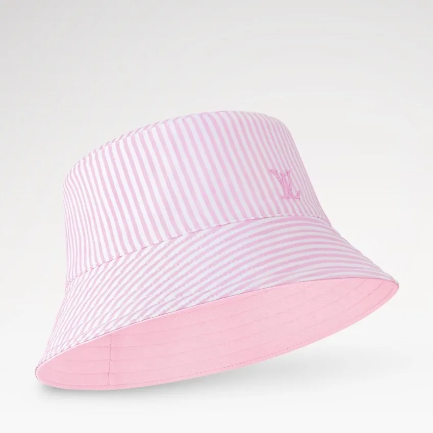Louis Vuitton LV League Striped Bucket Hat Pink - Image 6