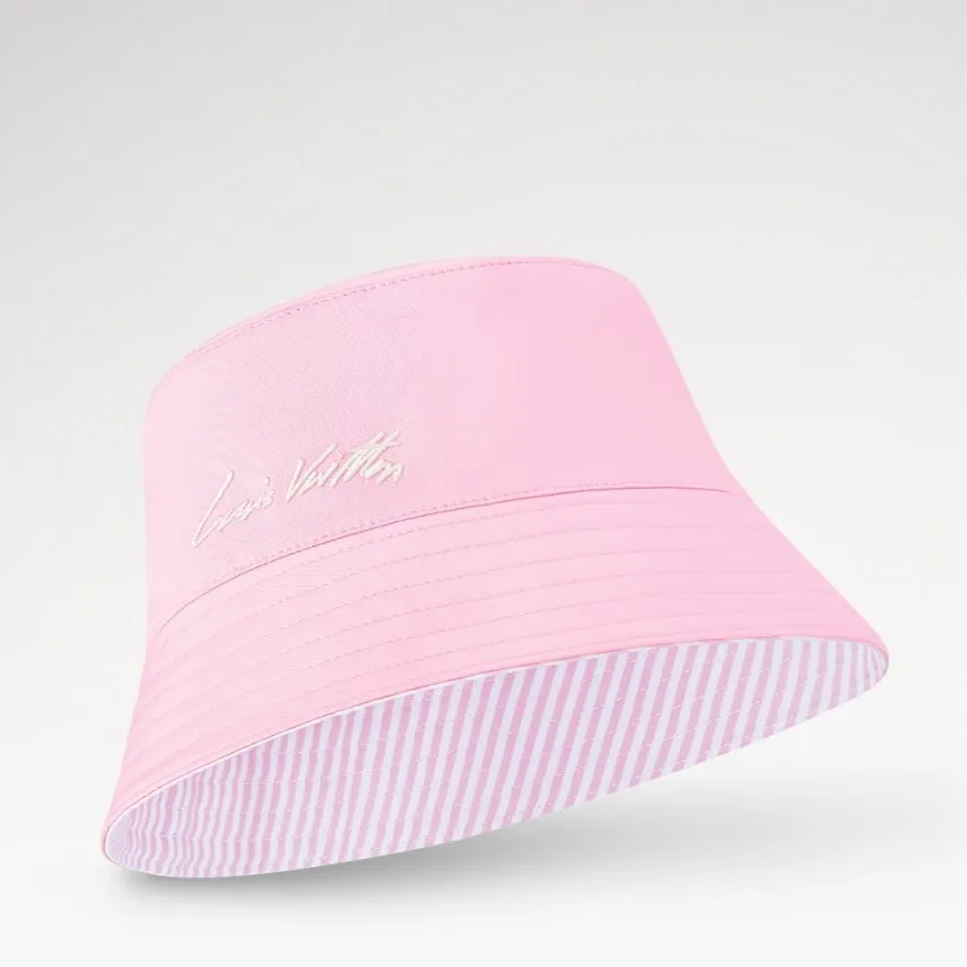 Louis Vuitton LV League Striped Bucket Hat Pink - Image 7