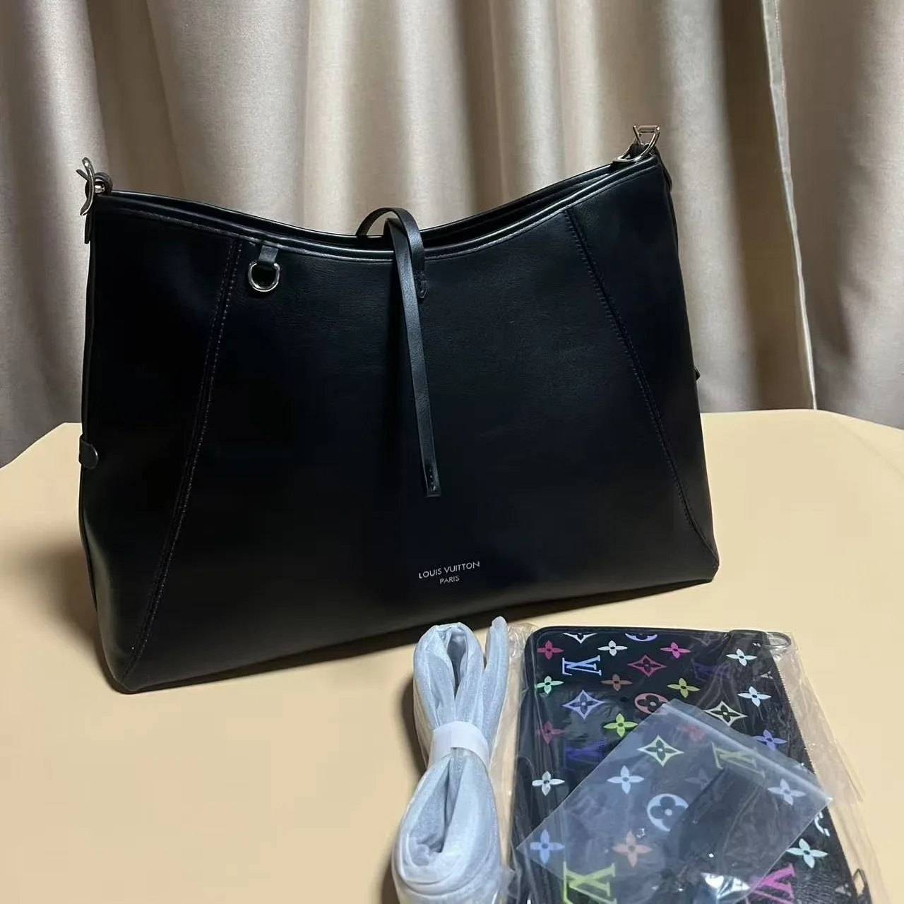 Alternative view of Louis Vuitton LV x TM CarryAll Vibe MM Shoulder Bag / Black Silver Hardware