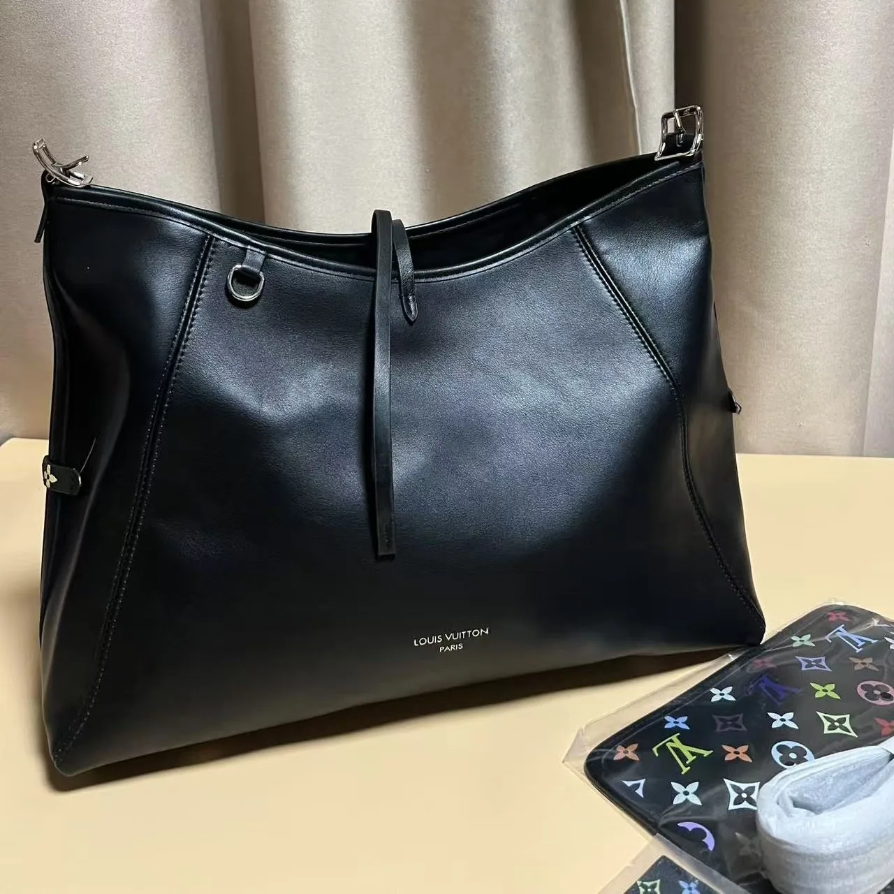 Louis Vuitton LV x TM CarryAll Vibe MM Shoulder Bag / Black Silver Hardware - Image 3
