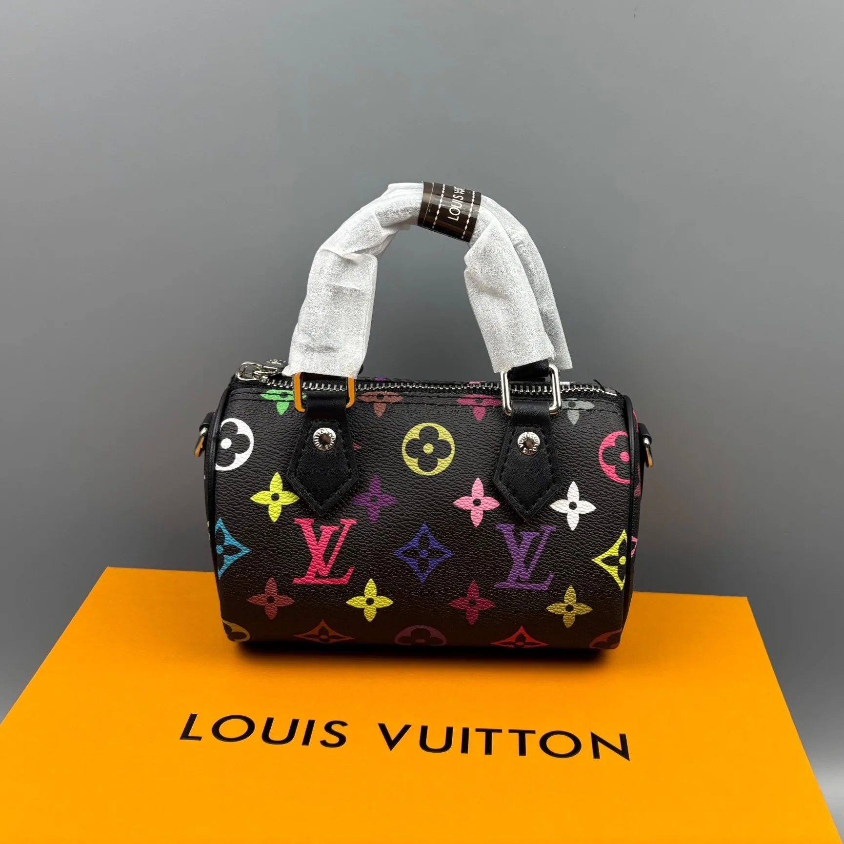 Louis Vuitton LV x TM Nano Speedy Top Handle Bag / Multicolore Noir Silver Hardware - Image 5