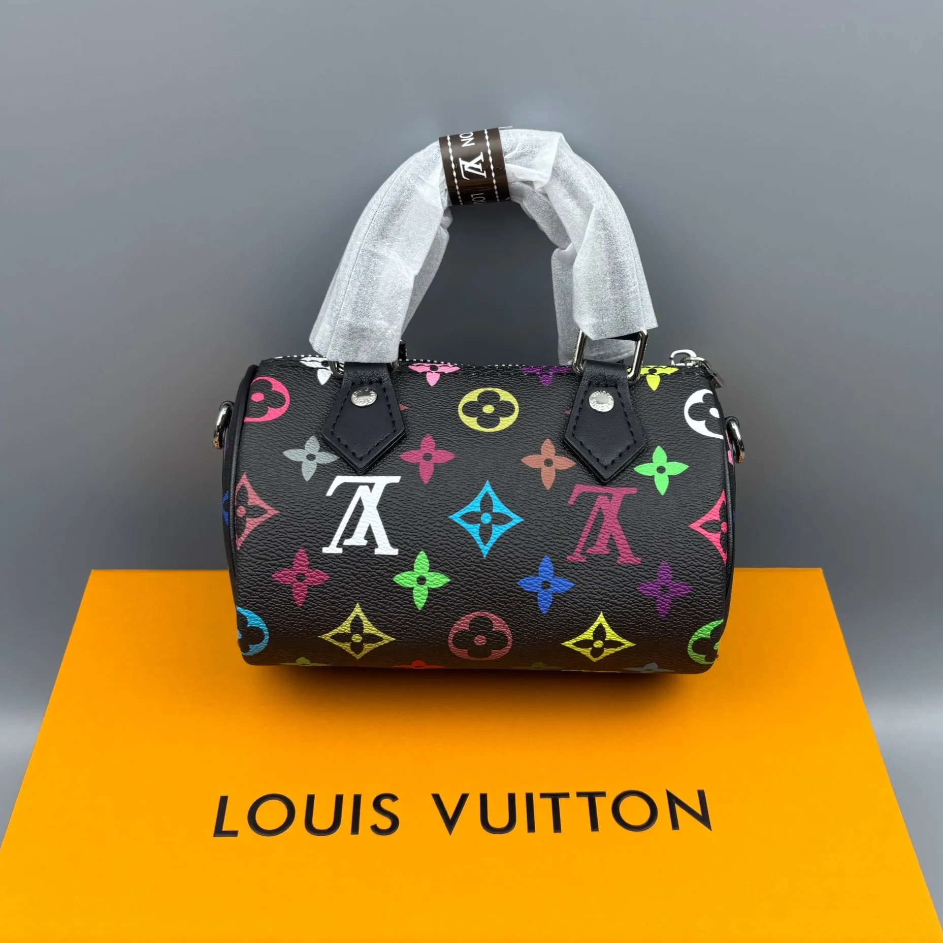 Louis Vuitton LV x TM Nano Speedy Top Handle Bag / Multicolore Noir Silver Hardware - Image 6