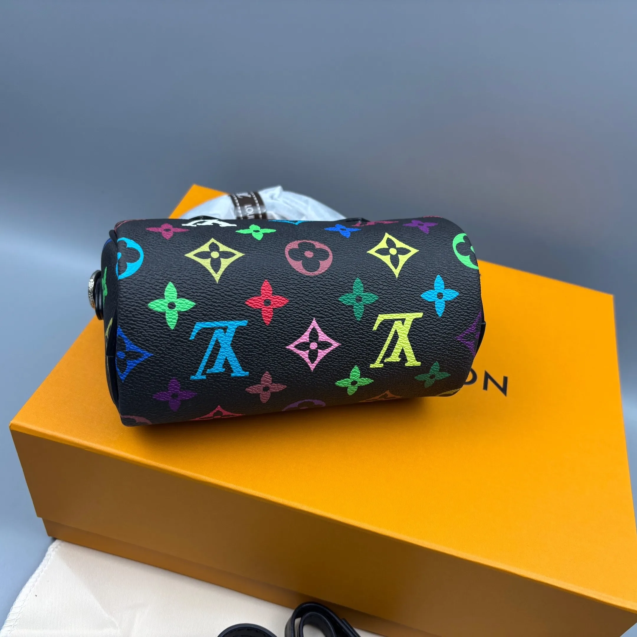 Louis Vuitton LV x TM Nano Speedy Top Handle Bag / Multicolore Noir Silver Hardware - Image 9