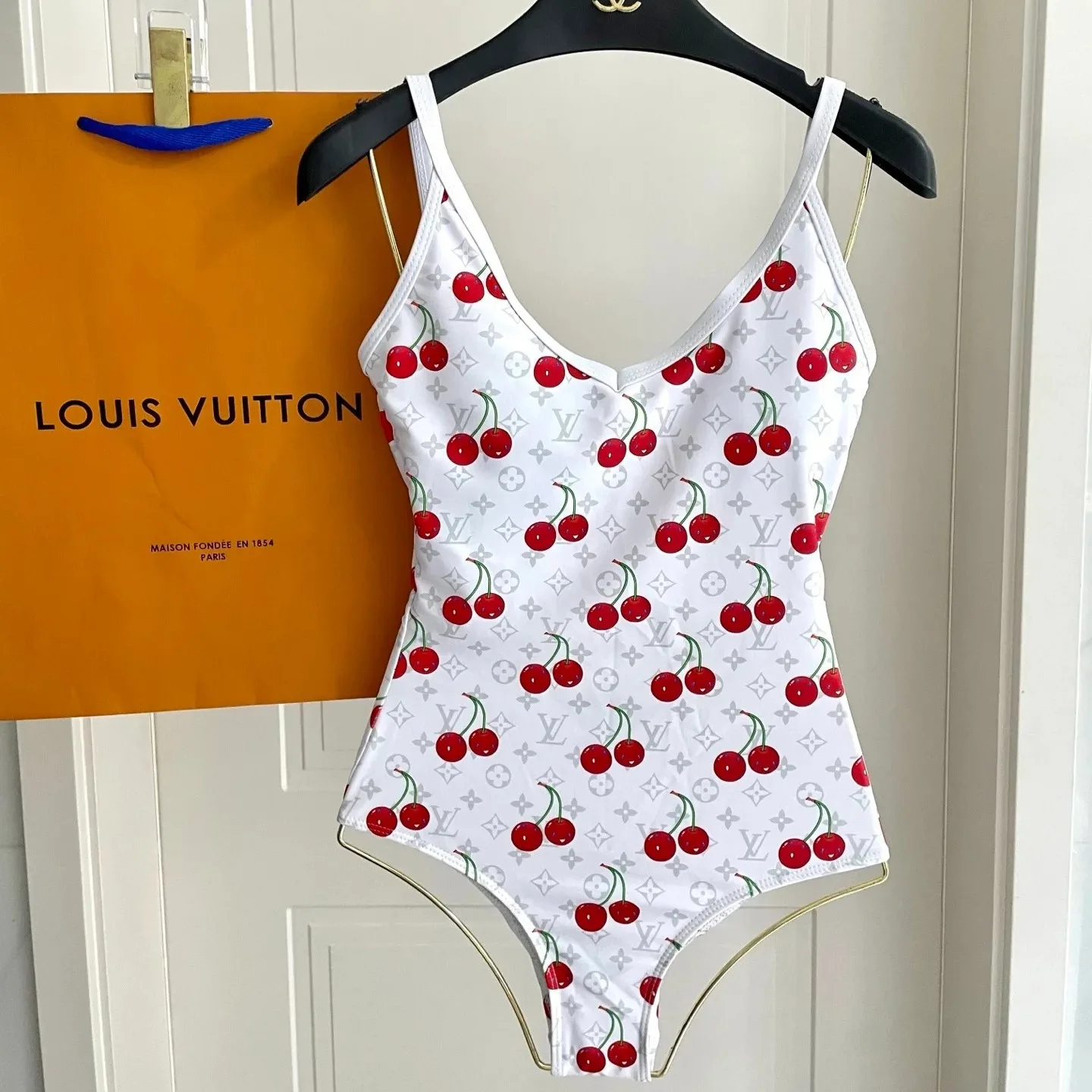 Louis Vuitton LV x TM Cherry One-Piece Swimsuit White Monogram Cerises 1AHIBU - Image 4