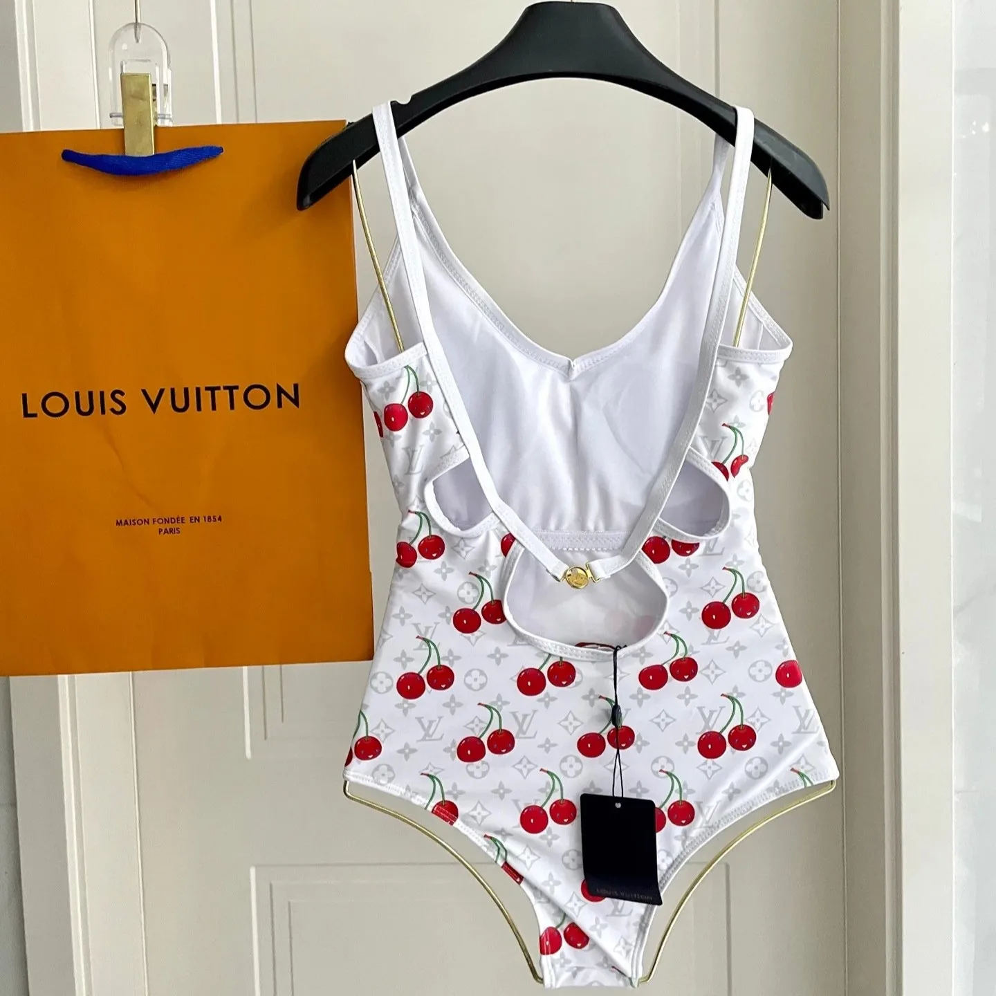 Louis Vuitton LV x TM Cherry One-Piece Swimsuit White Monogram Cerises 1AHIBU - Image 8