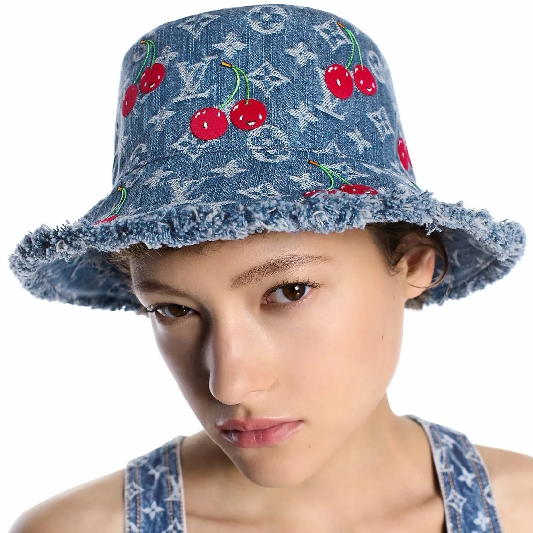 Alternative view of Louis Vuitton LV x TM Denim Cerise Bucket Hat Blue