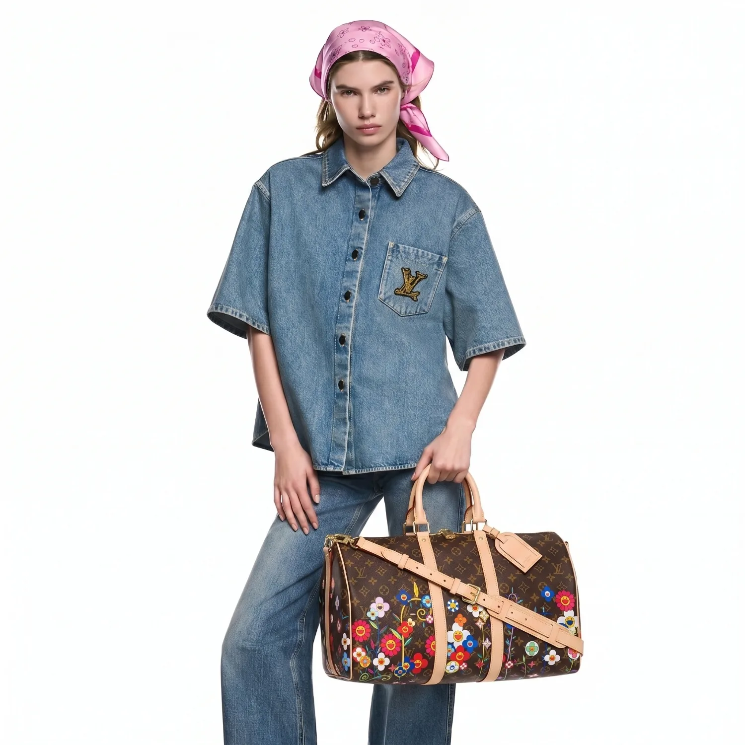 Alternative view of Louis Vuitton LV x TM Keepall Bandouliere 45 Travel Bag / Brown Monogram Canvas Gold Hardware