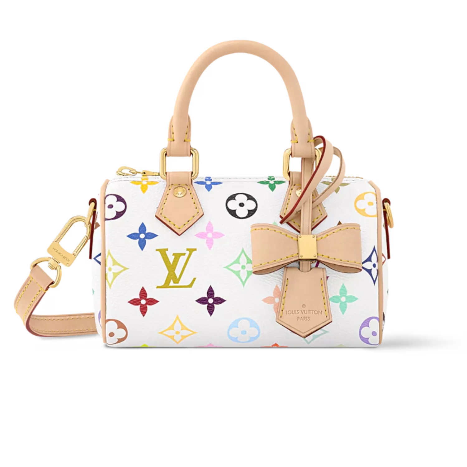 Louis Vuitton LV x TM Nano Speedy Top Handle Bag / Multicolore Blanc Gold Hardwa