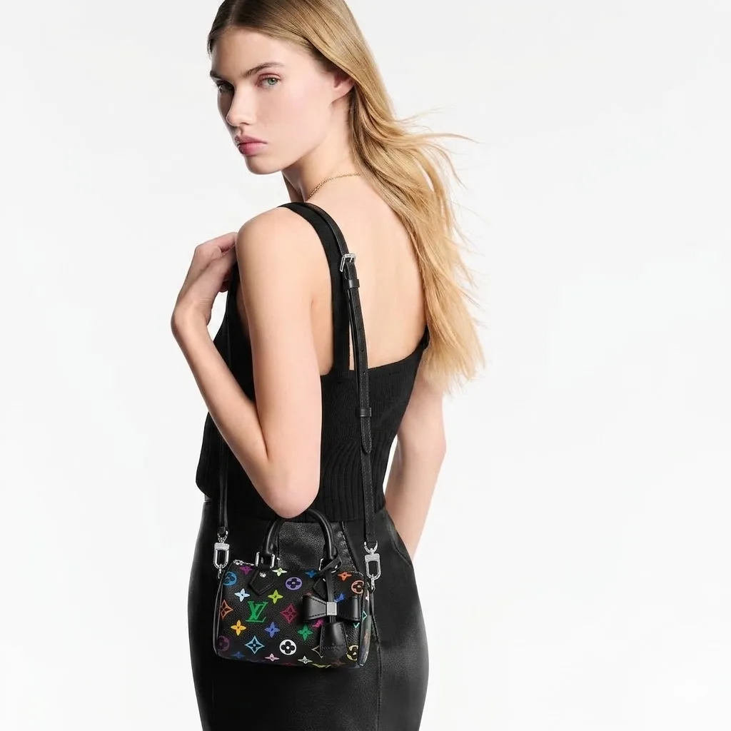Louis Vuitton LV x TM Nano Speedy Top Handle Bag / Multicolore Noir Silver Hardware - Image 3