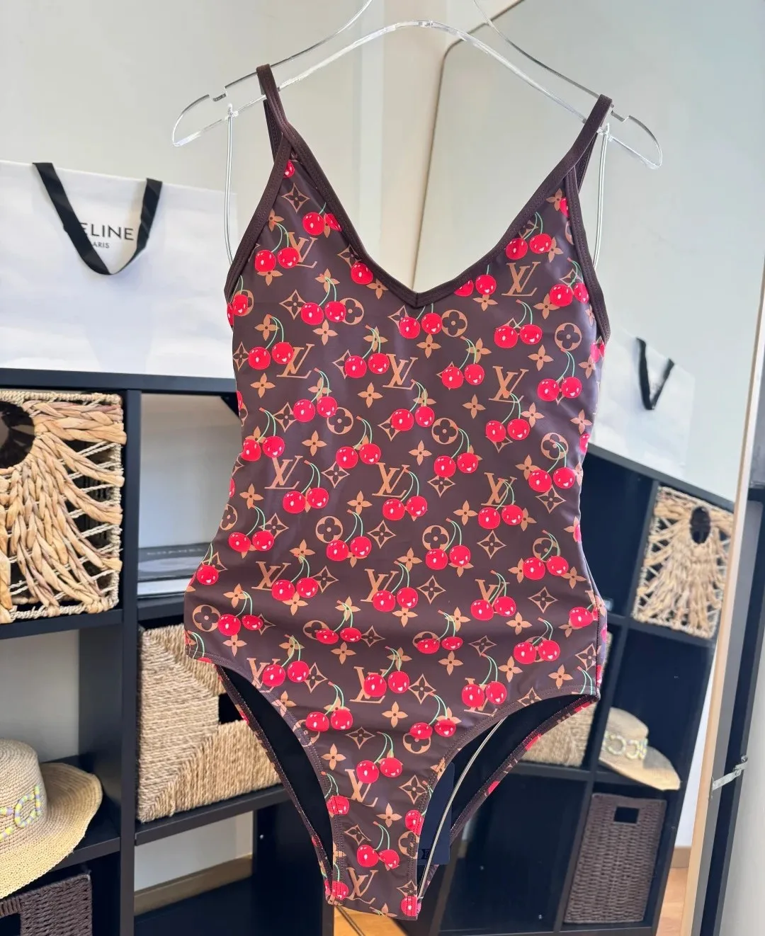 Louis Vuitton LV x TM One-Piece Swimsuit Brown Monogram Cerises - Image 3