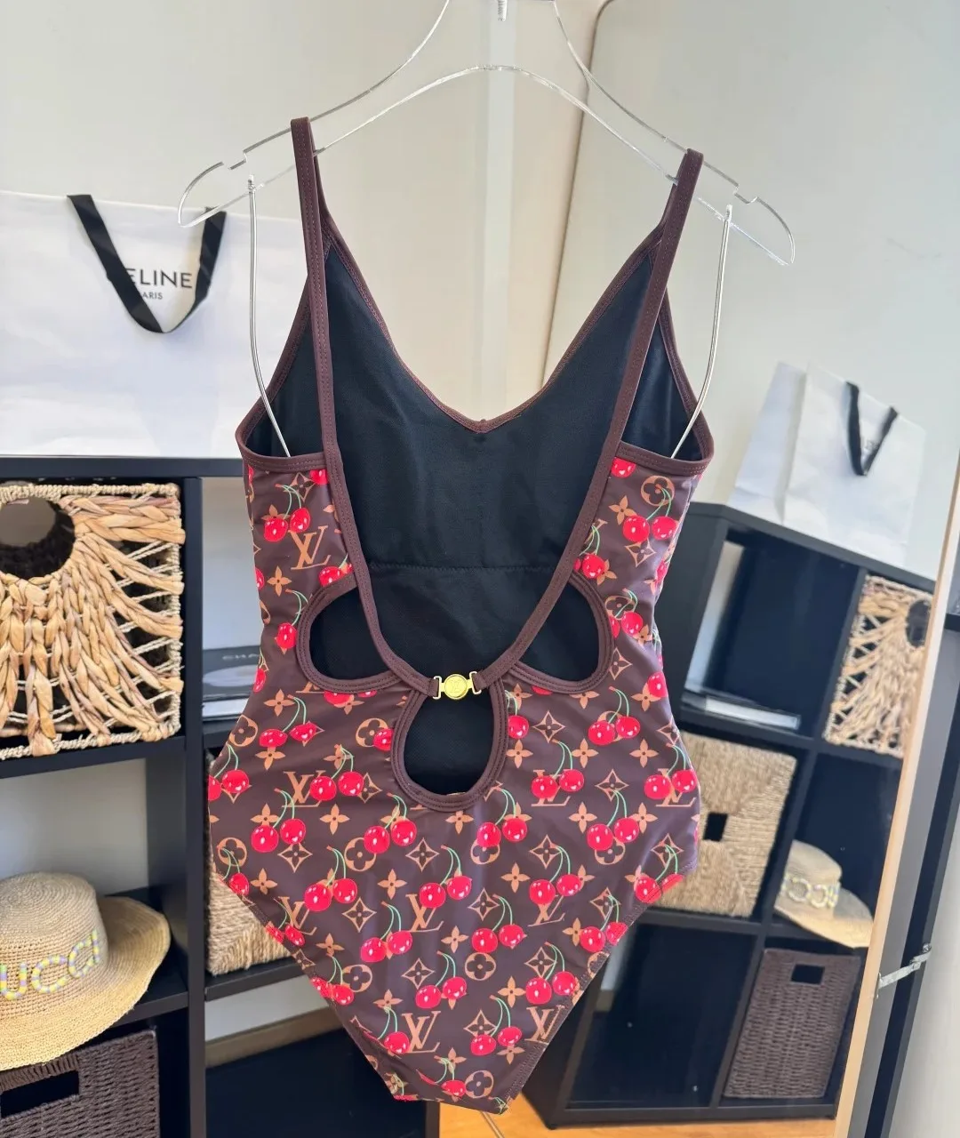 Louis Vuitton LV x TM One-Piece Swimsuit Brown Monogram Cerises - Image 4