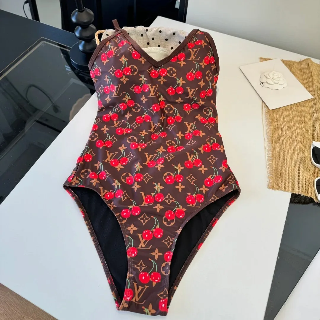 Louis Vuitton LV x TM One-Piece Swimsuit Brown Monogram Cerises - Image 6