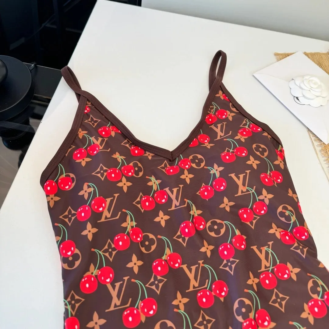 Louis Vuitton LV x TM One-Piece Swimsuit Brown Monogram Cerises - Image 7