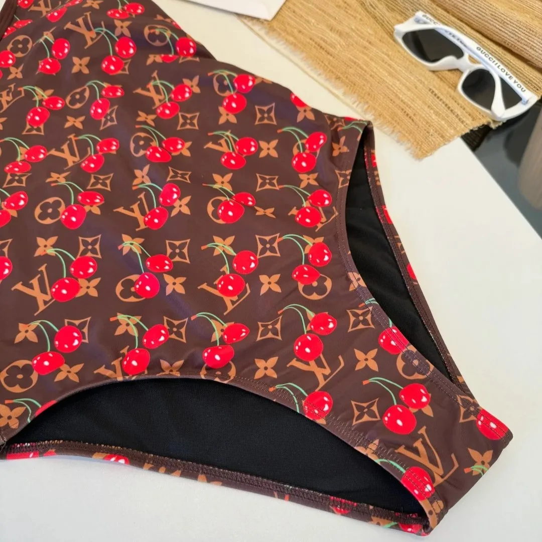 Louis Vuitton LV x TM One-Piece Swimsuit Brown Monogram Cerises - Image 8