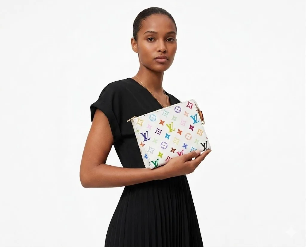 Alternative view of Louis Vuitton LV x TM Pochette Toiletry 19 Clutch & Pouch / Multicolor Monogram Canvas Gold Hardware
