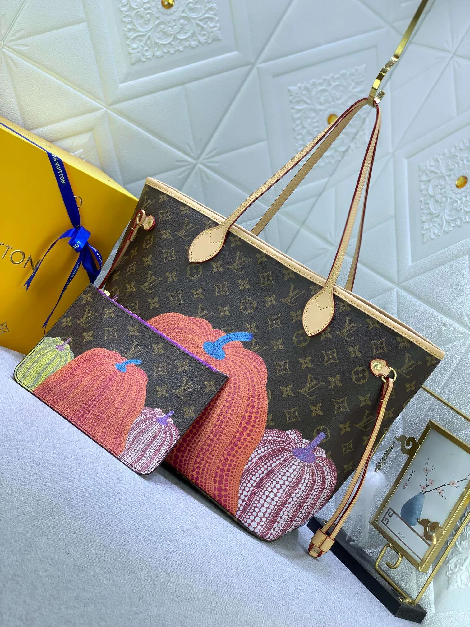 Louis Vuitton LV x YK Neverfull MM Tote Bag / Brown Monogram Gold Hardware - Image 3