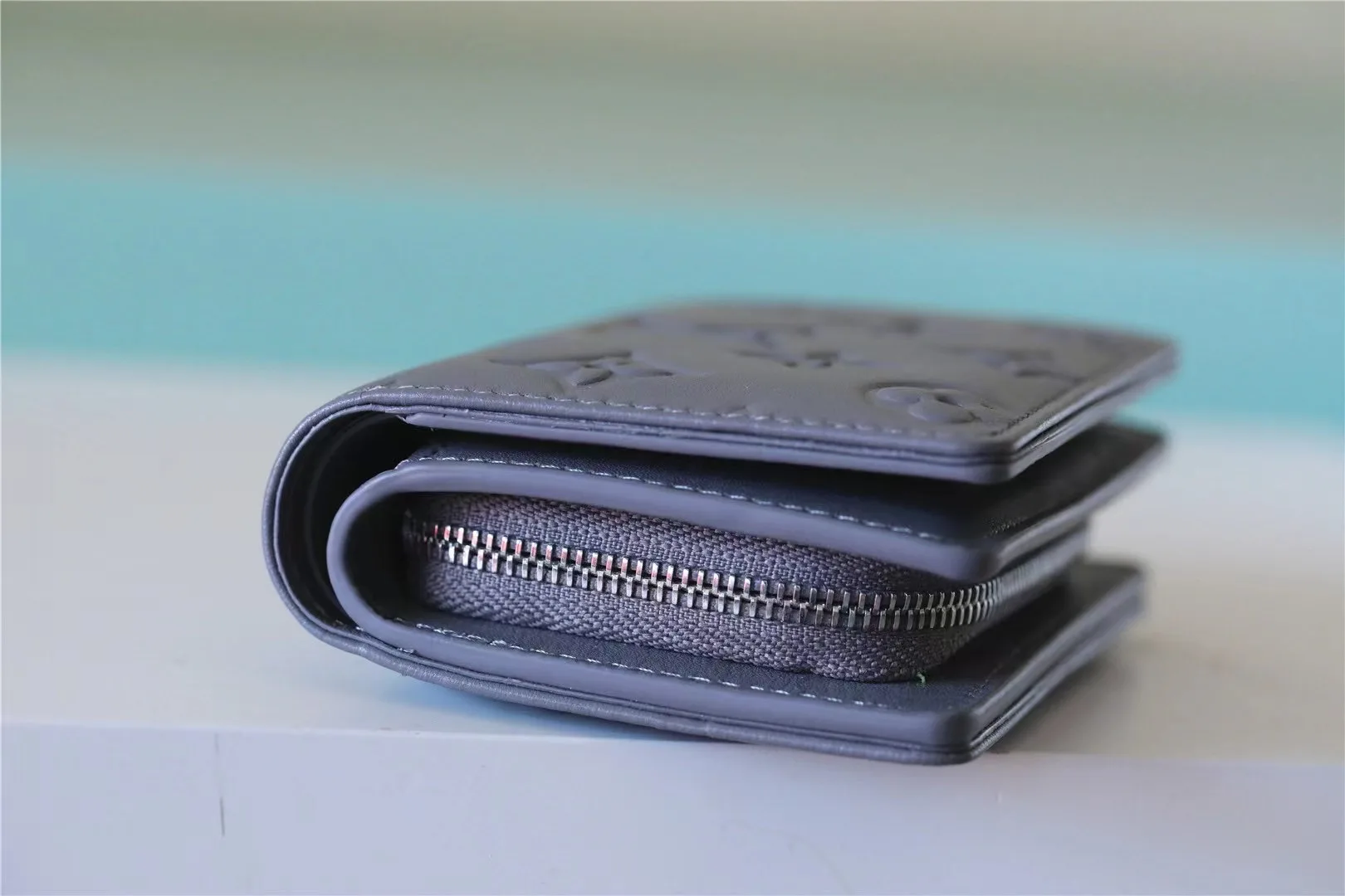 Louis Vuitton Lou Wallet / Monogram Embossed Grey Silver Hardware - Image 8