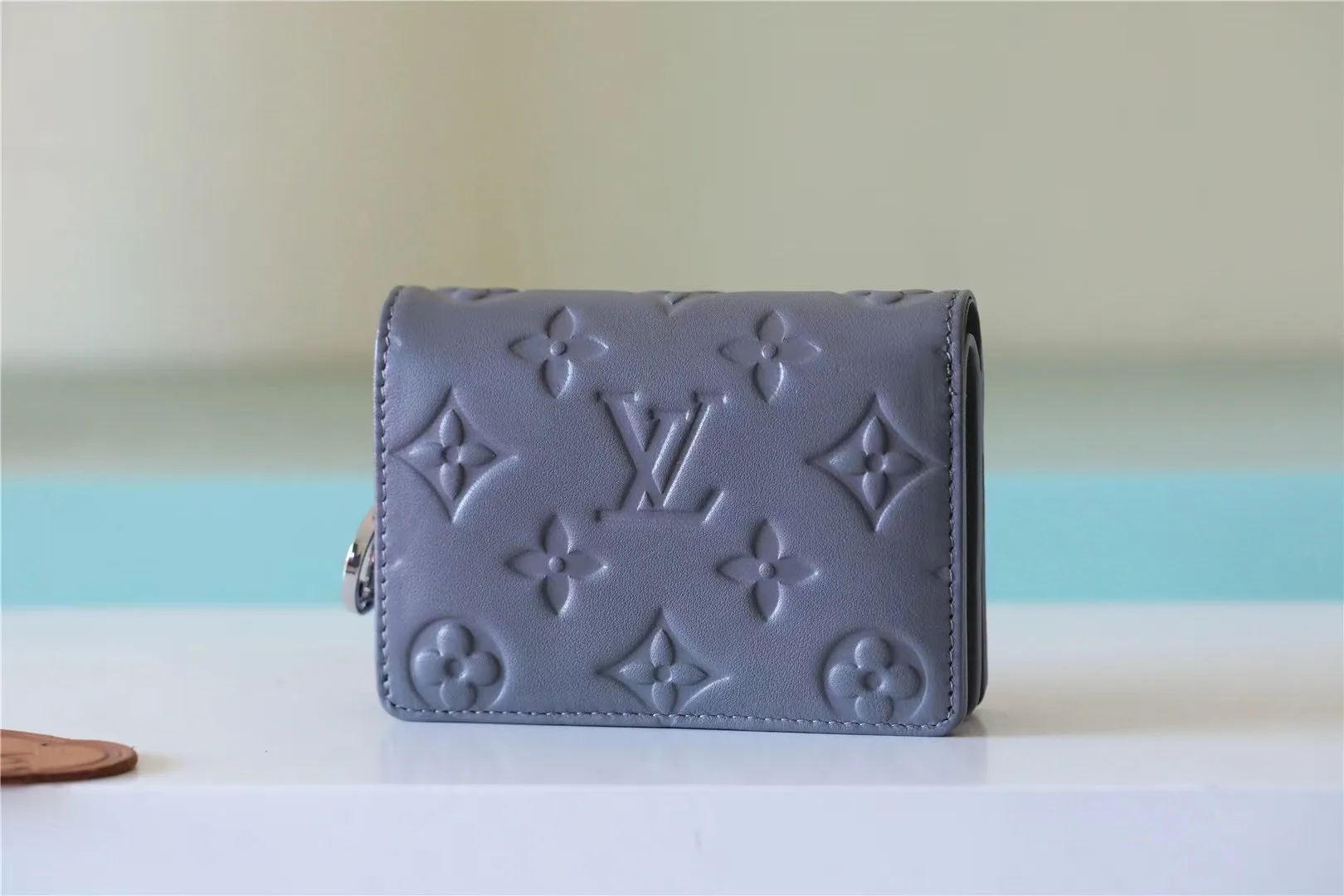 Alternative view of Lou Wallet Monogram Embossed Grey /