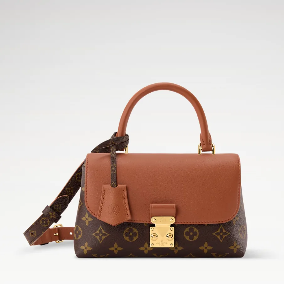 Louis Vuitton Madeleine BB Top Handle Bag / Cognac Brown Monogram Gold Hardware - Image 4