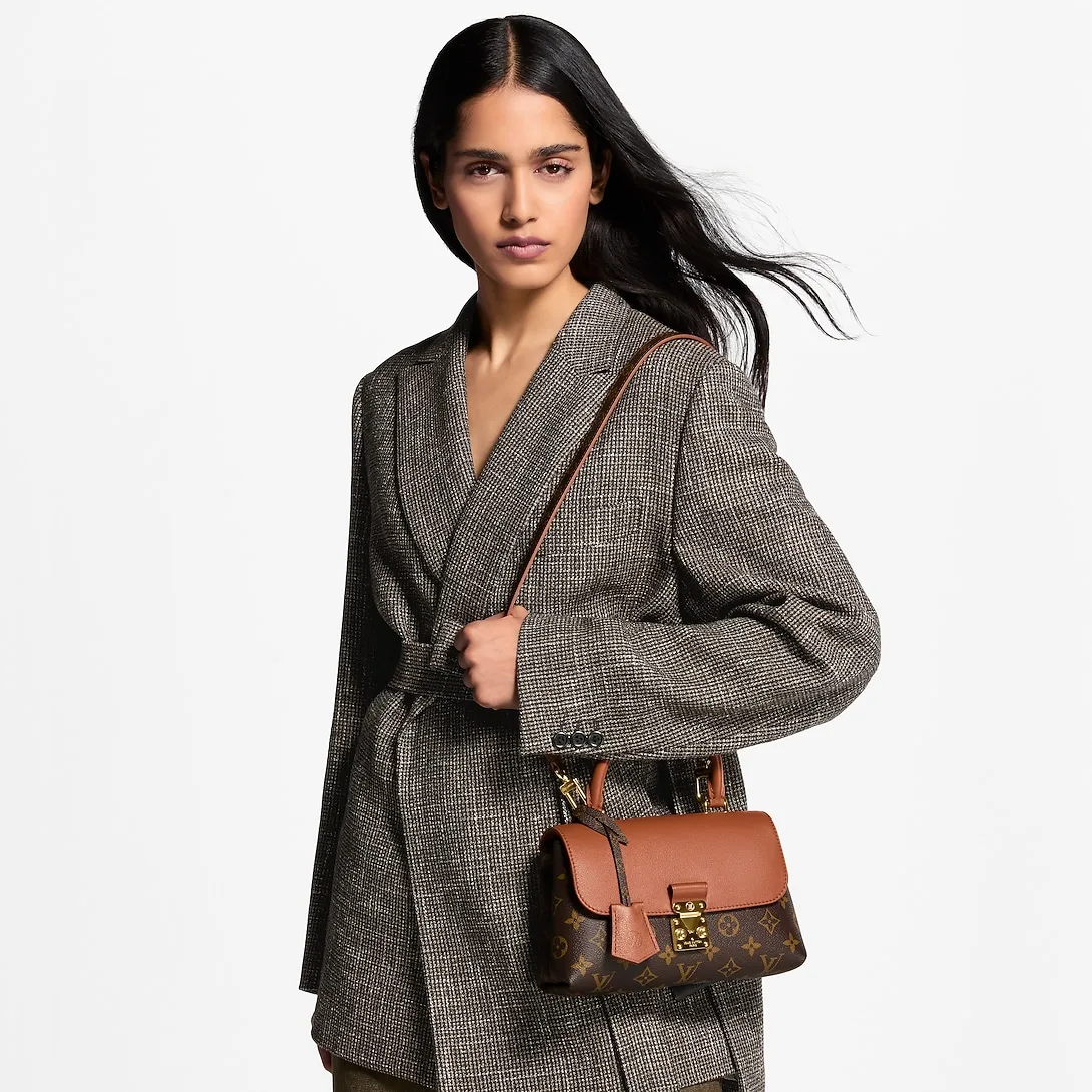 Louis Vuitton Madeleine BB Top Handle Bag / Cognac Brown Monogram Gold Hardware - Image 3