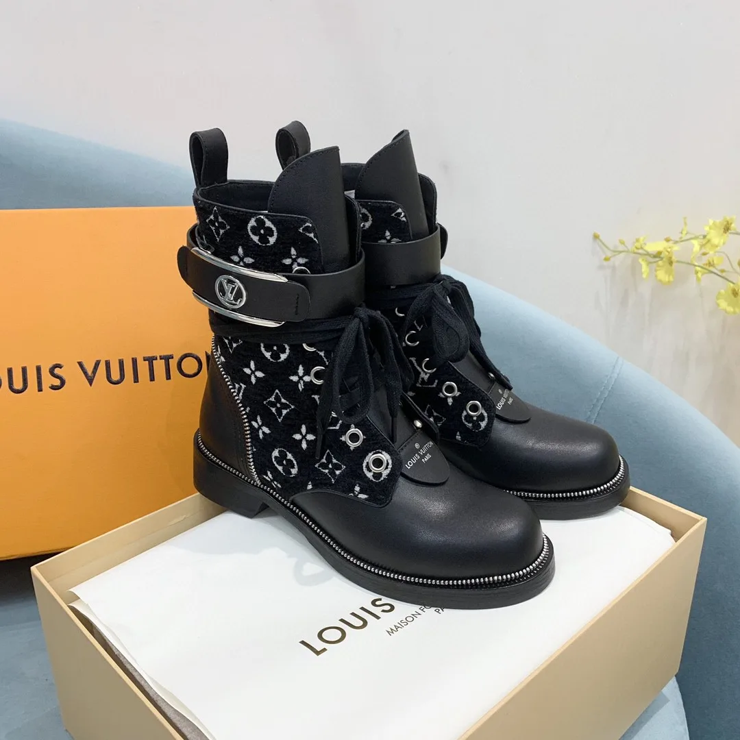 Louis Vuitton Metropolis Flat Ranger Boots Black - Image 3