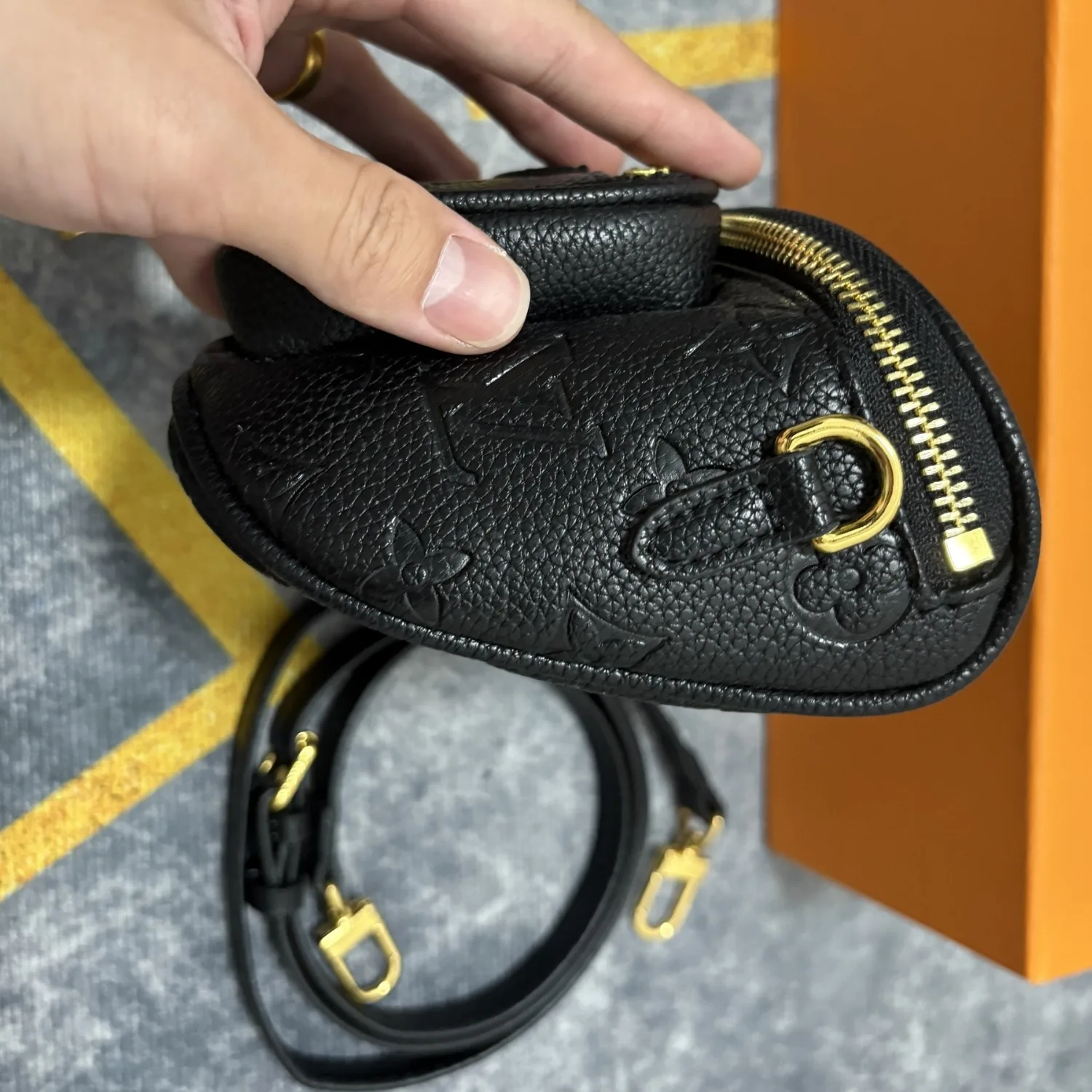 Louis Vuitton Mini Bumbag / Monogram Empreinte Gold Hardware Black - Image 6