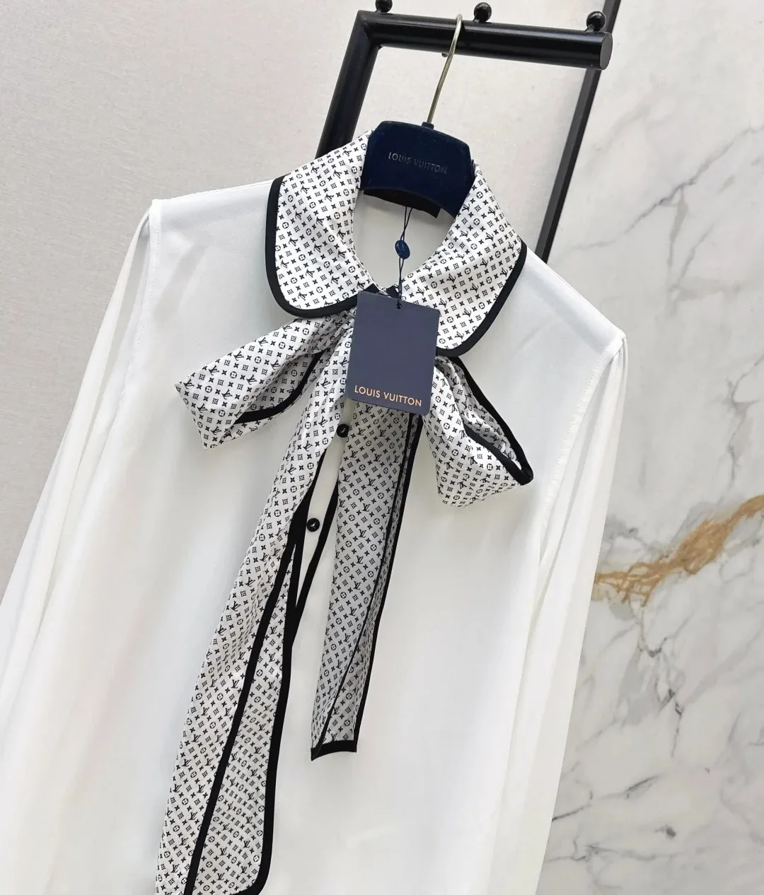 Louis Vuitton Monogram Bow Blouse White - Image 4