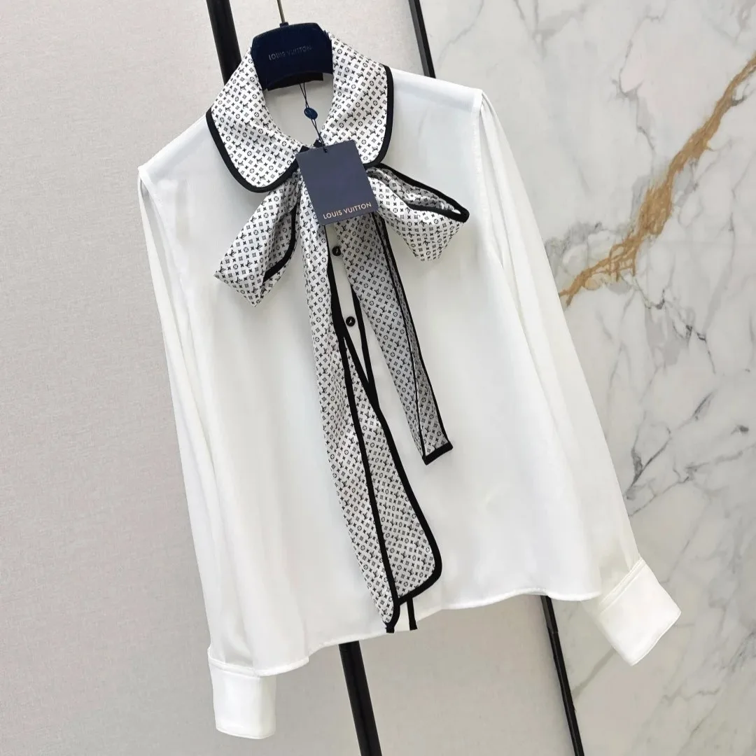 Louis Vuitton Monogram Bow Blouse White - Image 5