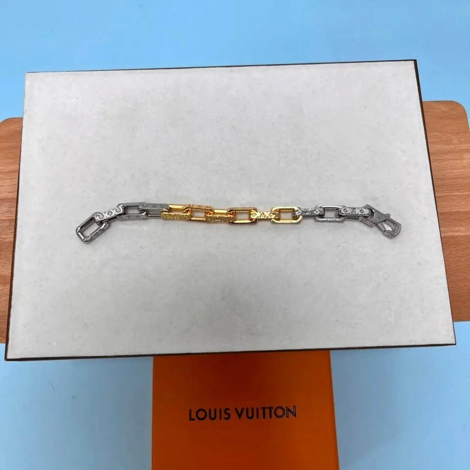 Louis Vuitton Monogram Chain Bracelet Silver/ Gold - Image 7