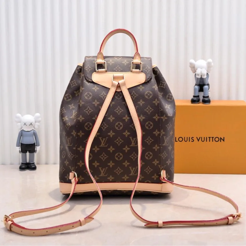 Louis Vuitton Montsouris MM Backpack / Brown Monogram Gold Hardware - Image 4