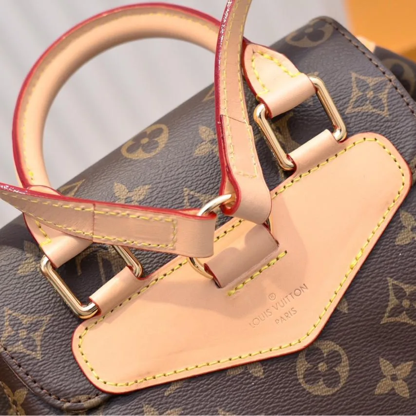 Louis Vuitton Montsouris MM Backpack / Brown Monogram Gold Hardware - Image 6