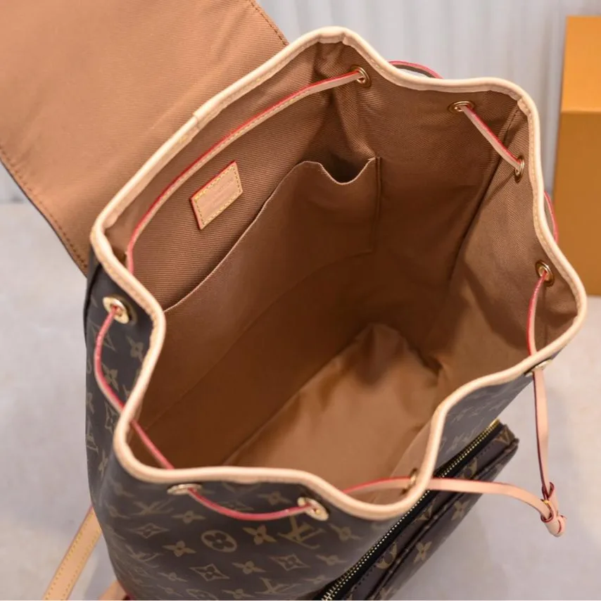Louis Vuitton Montsouris MM Backpack / Brown Monogram Gold Hardware - Image 5