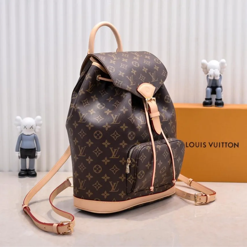 Louis Vuitton Montsouris MM Backpack / Brown Monogram Gold Hardware - Image 3
