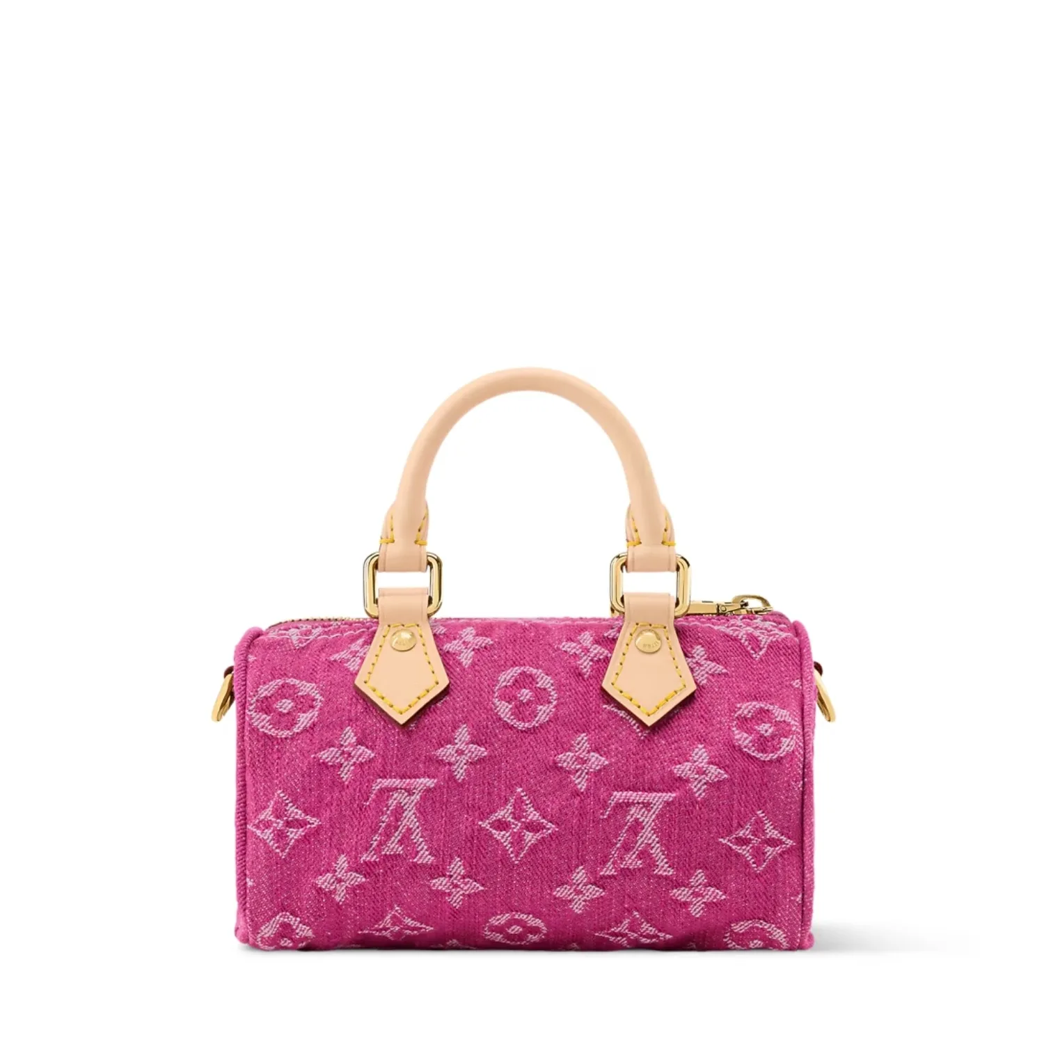 Louis Vuitton Nano Speedy Top Handle Bag / Fuchsia Denim Gold Hardware - Image 6