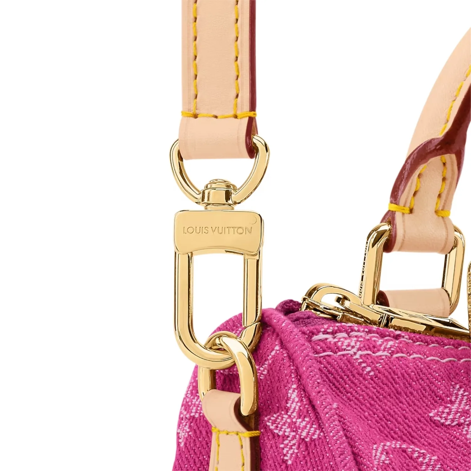 Louis Vuitton Nano Speedy Top Handle Bag / Fuchsia Denim Gold Hardware - Image 7