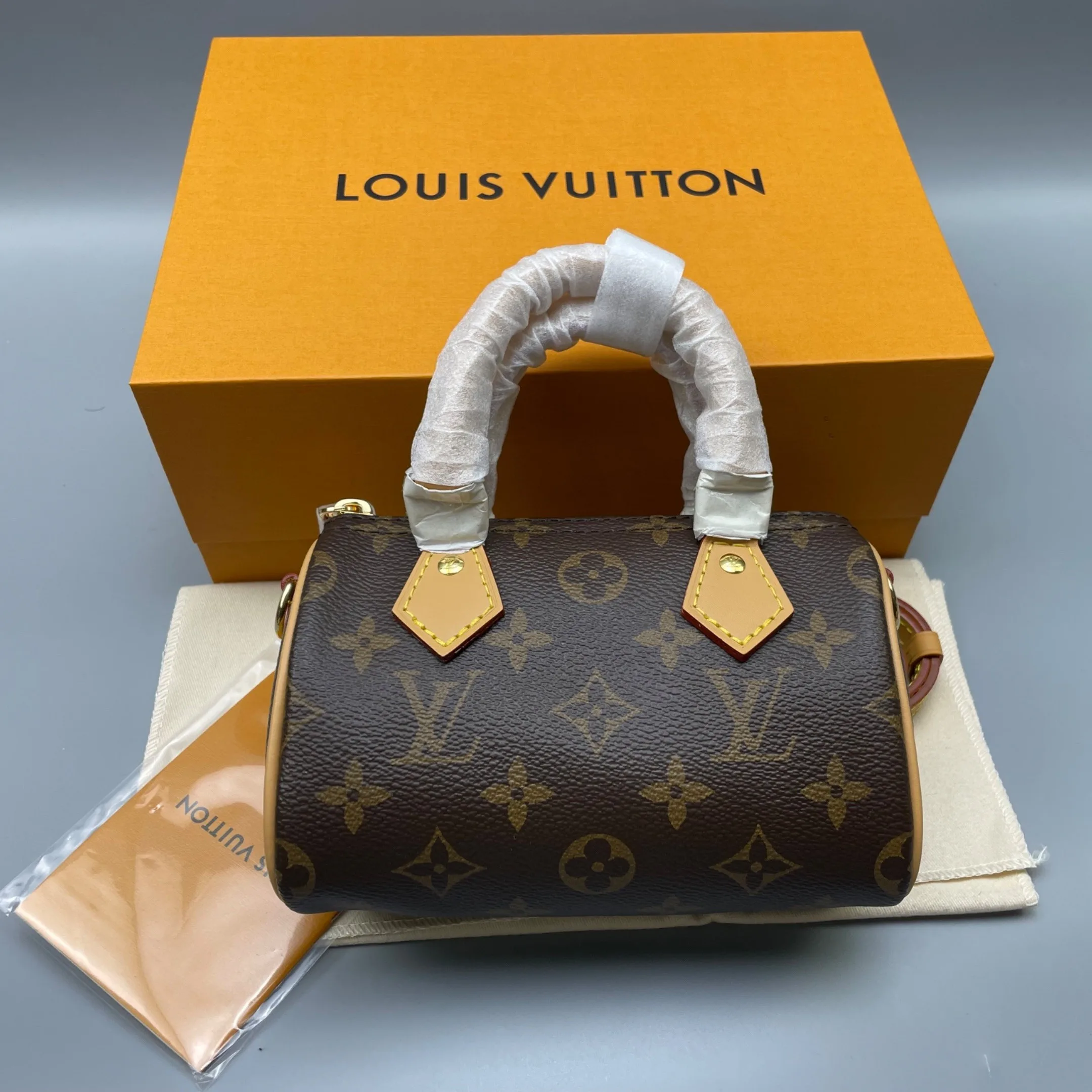 Louis Vuitton Nano Speedy Top Handle Bag / Brown Gold Hardware - Image 4