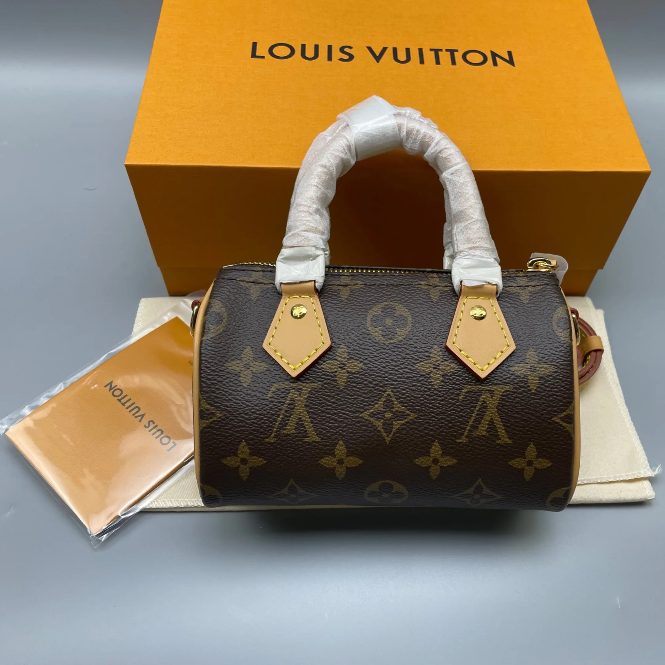 Louis Vuitton Nano Speedy Top Handle Bag / Brown Gold Hardware - Image 5