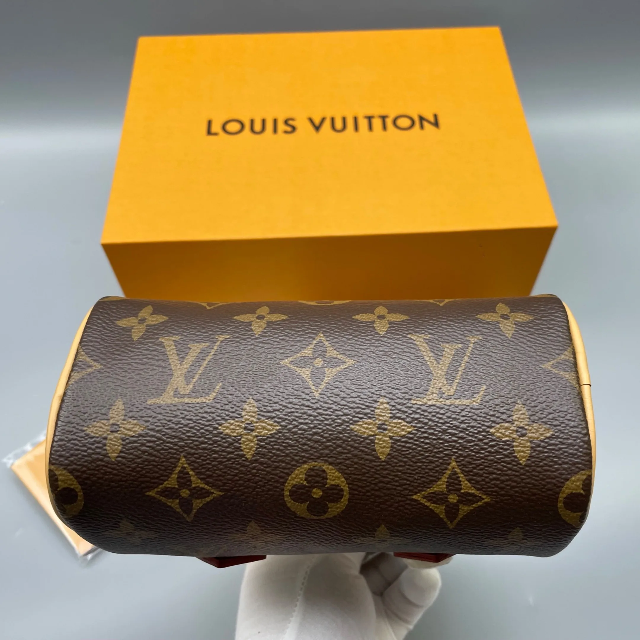 Louis Vuitton Nano Speedy Top Handle Bag / Brown Gold Hardware - Image 6