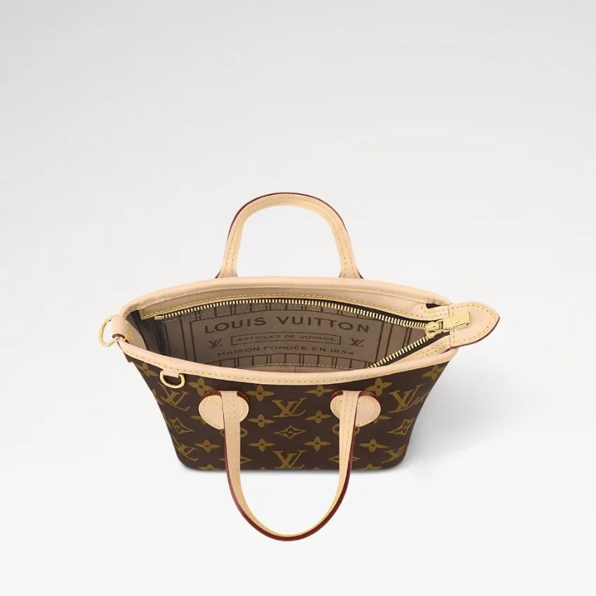 Louis Vuitton Neverfull BB Tote Bag / Beige Gold Hardware - Image 5