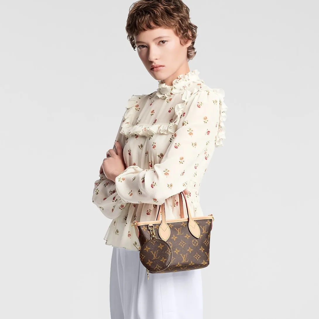 Louis Vuitton Neverfull BB Tote Bag / Pink Peony Gold Hardware - Image 3