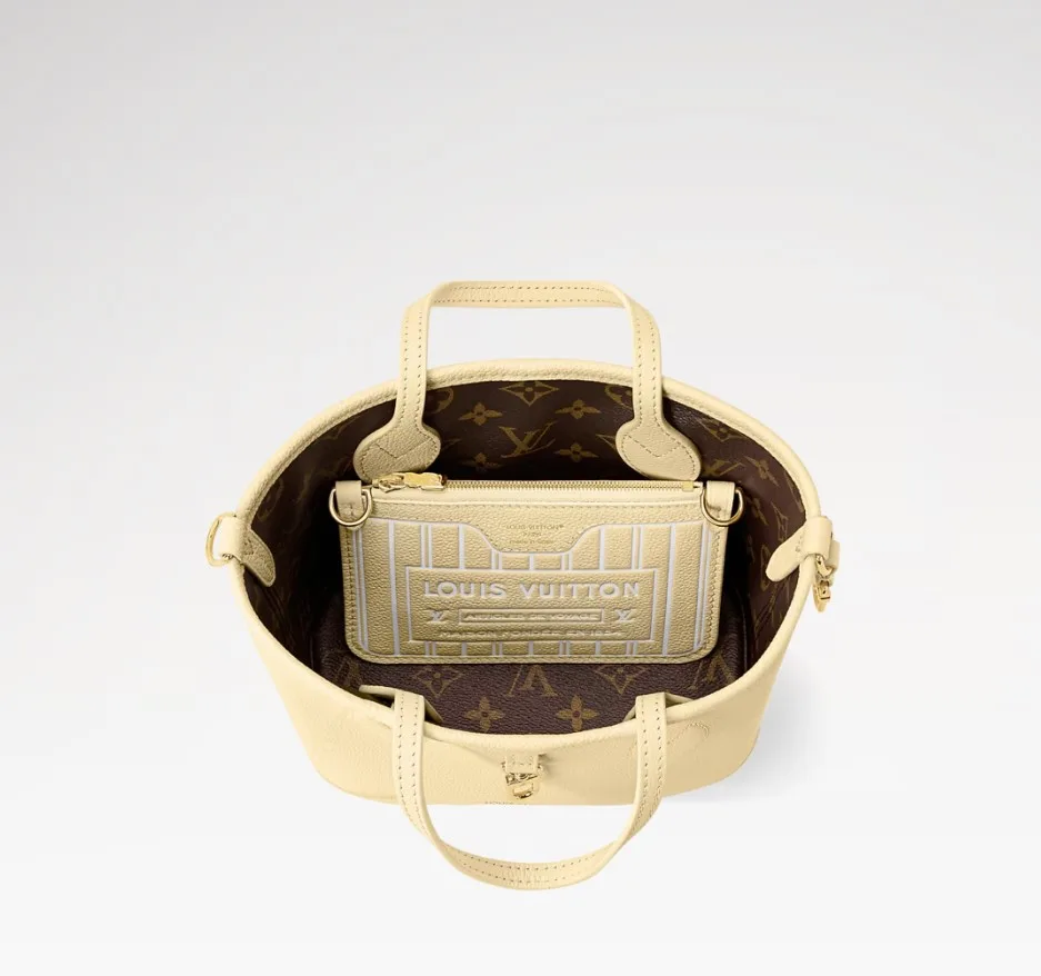 Louis Vuitton Neverfull Bandouliere Inside Out BB Tote Bag / Banane Monogram Gold Hardware - Image 5