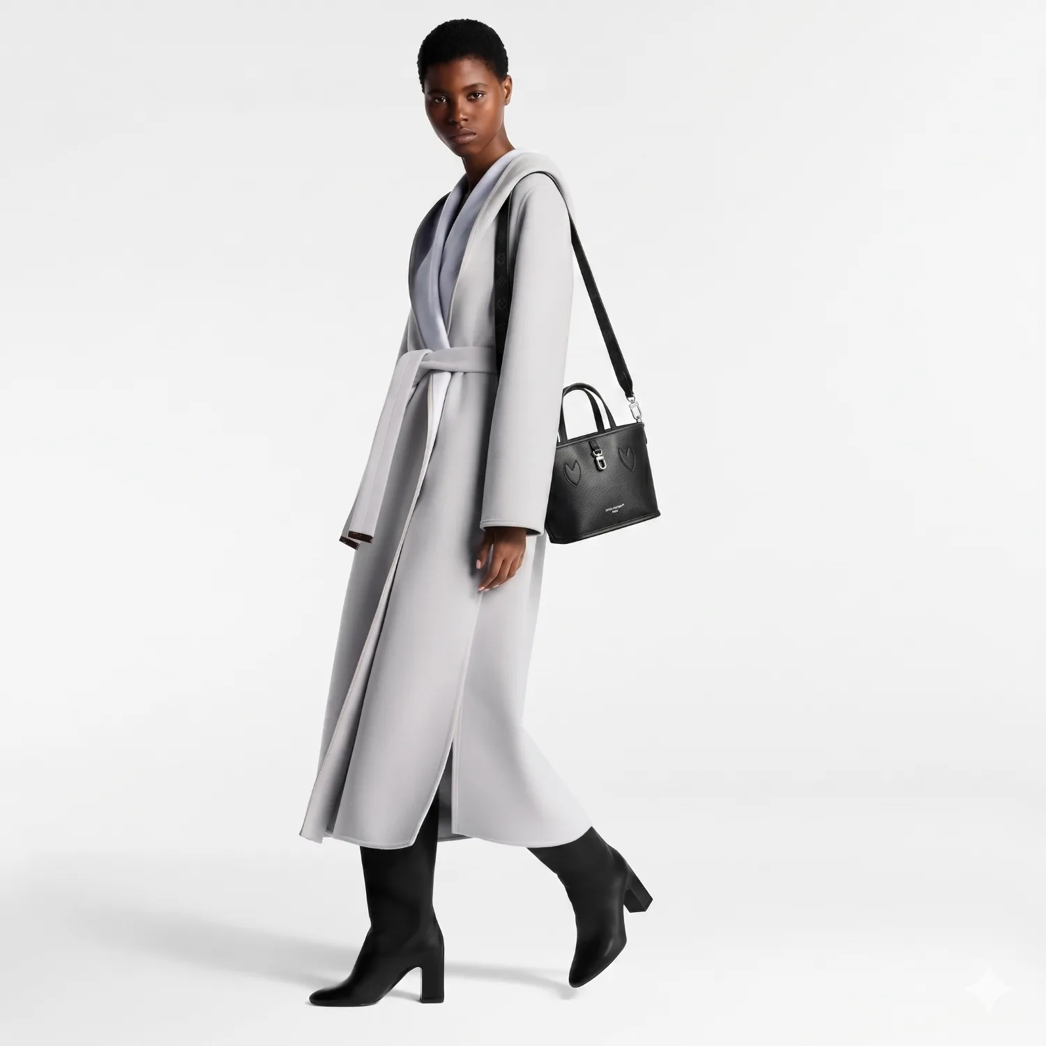 Louis Vuitton Neverfull Bandouliere Inside Out BB Tote Bag / Black Silver Hardware - Image 2