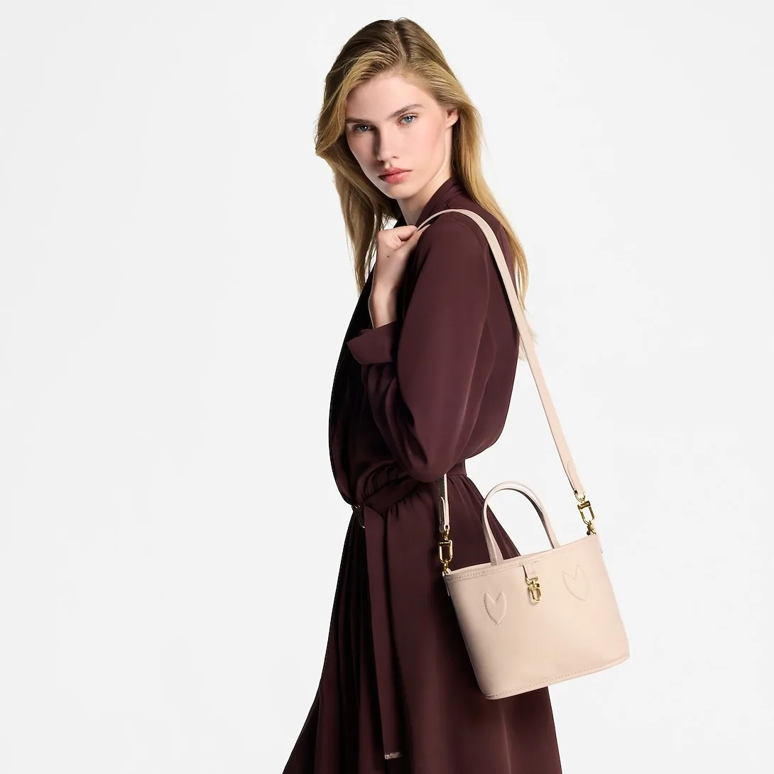Louis Vuitton Neverfull Bandouliere Inside Out BB Tote Bag / Limestone Gold Hardware - Image 2