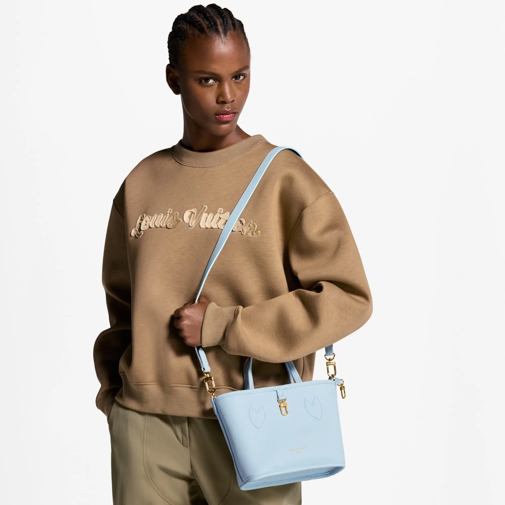 Alternative view of Louis Vuitton Neverfull Bandouliere Inside Out BB Tote Bag / Monogram Sky Blue Gold Hardware