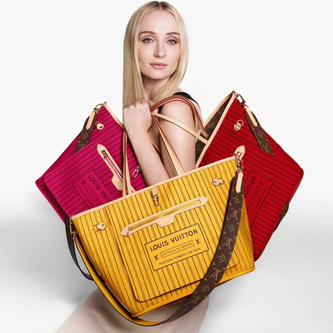 Alternative view of Louis Vuitton Neverfull Bandouliere Inside Out MM Tote Bag Jaune Gold Hardware