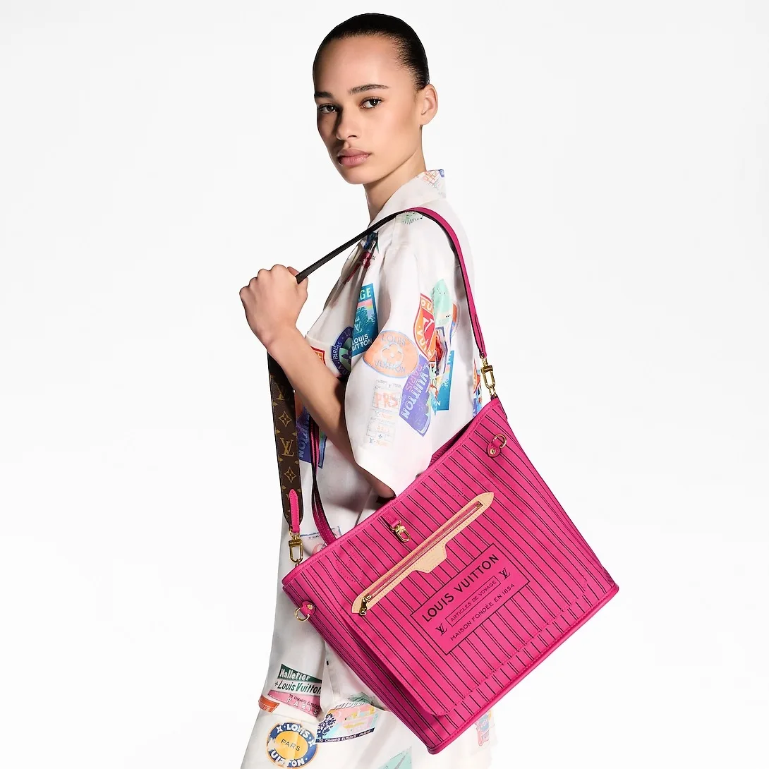 Alternative view of Louis Vuitton Neverfull Bandouliere Inside Out MM Tote Bag / Rose Gold Hardware