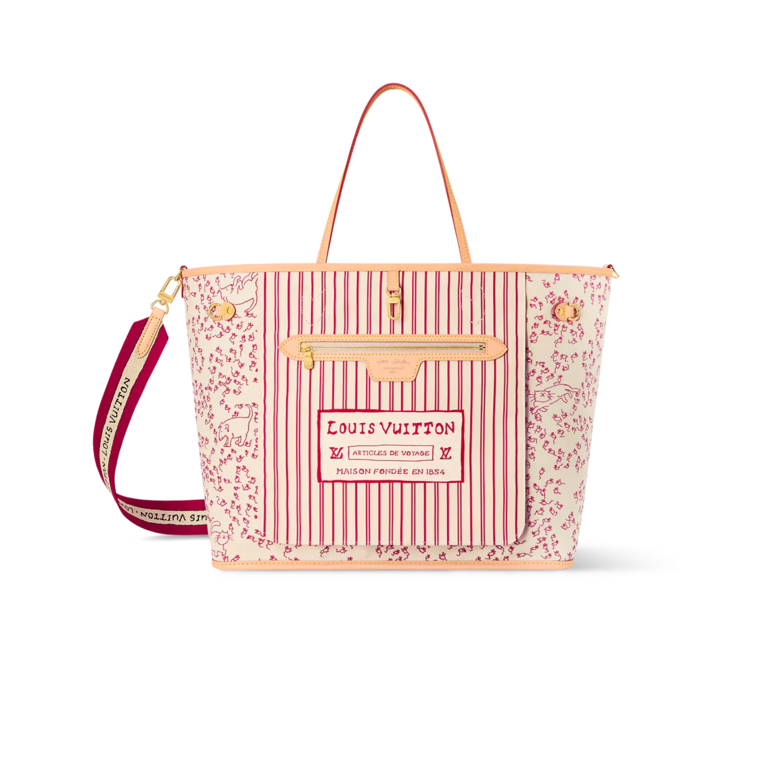Louis Vuitton Neverfull Inside Out GM Tote Bag / Beige Monogram Gold Hardware